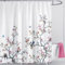 Livetty Duschvorhang Anti-Schimmel 180x200cm, Blumen Vogel mit 12 Duschvorhängeringen, Wasserdicht, Waschbar, 3D Digitaldruck Weiß Pflanze Shower Curtain