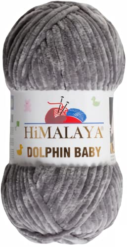 Strickfein Himalaya Dolphin Baby Wolle Garn Baumwolle Strickwolle zum Stricken häkeln (80369 Hellanthrazit)