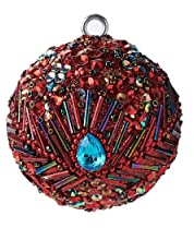 Gift Company Opium Weihnachtskugel, Pfaumuster, Blauer Stein, Perlen, Pailetten, Christbaumkugel, Baumschmuck, Glas/Acryl/Kunststoff, Rot, Ø 6 cm, 1075201003