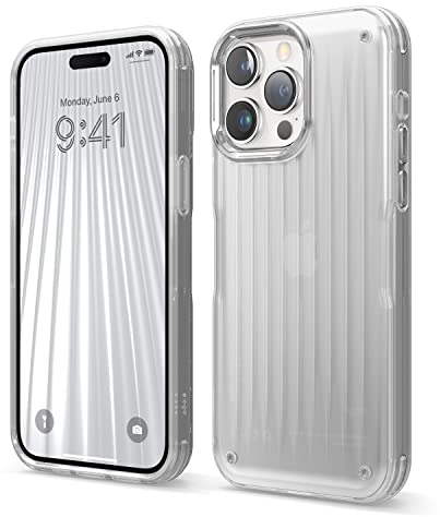 elago Buckler kompatibel mit iPhone 14 Pro Max Hülle (6.7) - Fallschutz nach US-Militärstandard, Strapazierfähige Schutzhülle, Kohlefaser-Textur, Robustes Design, Stoßfeste Abdeckung (Matt Klar)