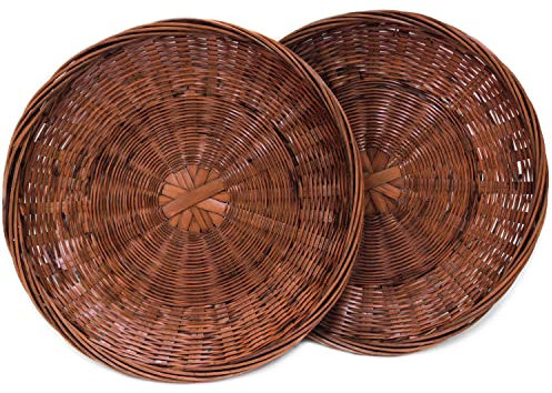CTRL A TAB High Level 10in Hand Weave Bamboo Paper Plate Holder Set of 2 for Picnic Home Party Daily Dinning And Wall Decorate