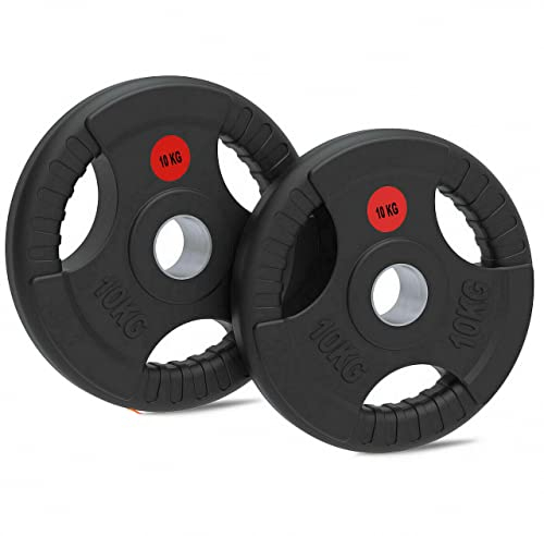 Lions 2 x 7.5kg Olympic Weight Plates Set - Rubber Coated Cast Iron 2inch 5cm Discs Bar Hole Standard Weights Plates for Home Gym Barbell Bar, Weightlifting Training