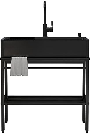 Móvil Fregadero de Cocina de Acero Inoxidable con Grifo,portatil Fregadero Exterior Jardin Mueble Pila lavadero Apto para Comerciales Restaurante, Lavandería, Bar ( Size : 90*45CM/35.4*17.7IN )