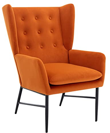 chairus Armchair Velvet Occasional Accent Chair for Living Room Balcony Modern Upholstered Tub Chair with Metal Legs (Orange)