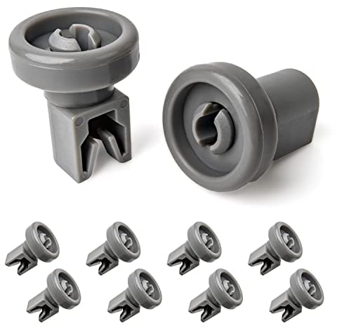 Korbrollen für Geschirrspüler, 8 Stück, in Grau, Ø 25 x 8 mm Laufrolle, Spülmaschinen Rollen universal für die meisten Geschirrspüler, Ersatz Oberkorbrollen Geschirr Korb, Reparatur Spülmaschine Set