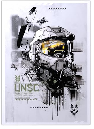 Displate - Metallposter - Magnet-Montage - Halo Game - Halo Graphics - Master Chief Helmet - Größe L - 67,5x48cm Matt