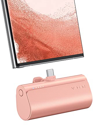 VEGER Power Bank USB C 5000mAh, 20W PD Mini Powerbank USB C Klein Aber Stark Externer Handyakkus,Kompakte und leichte Handy Schnellladegeräte für Huawei, Android-Handys usw(Rosa)