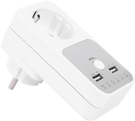 Housoutil Cargador USB De Pared Con Temporizador Automático De Apagado Enchufe Europeo Socket Inteligente Para Ahorro De Energía Ideal Para Dispositivos óviles y Electrodomésticos Color