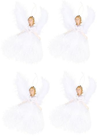 HOMSFOU 4 Stück Plüsch-Engel-Anhänger Weihnachtsdekoration Kindergeschenke Weihnachts-Amor-Figuren Weiße Engelsskulpturen Engel-Baum- Dekorative Engel