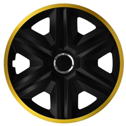Luckyberg Radkappen 15 Zoll Fast Lux | Radzierblenden 4er-Set für die meisten Automarken und Stahlfelgen, Zierkappen in vielen Farben. Felgenabdeckung für Autofelgen. (15 - Gold)