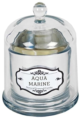 Scented Glass Aqua Marine Bell Jar Natural Candle with Bell Cloche Lid