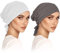 2er Turban Damen Frauen Undercap Hijab Cap Unterschal Hijab Klassische Slouch Beanie Mütze Islamische Muslimische mit Tie Back Solid Color Hijab Mütze Kopfbedeckung Kopftuch (Weiß, Dunkelgrau)