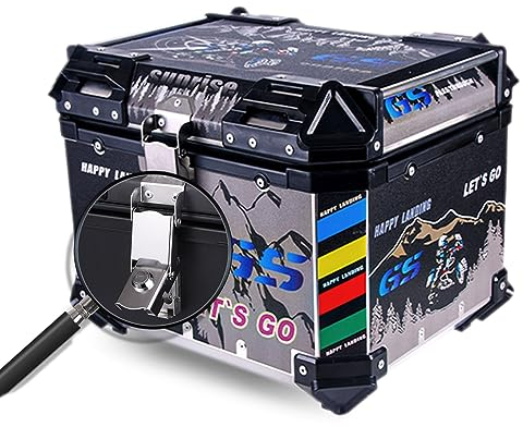 FUYAO Motorradkoffer Aluminium Top Case Rollerkoffer 45L Helmkoffer Gepäckträger Koffer Mit Sicherheitsschloss Reise Heck Koffer für Roller, Motorrad, Mofa & Quad