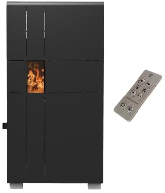Stufa a Pellet Ventilata Elena 5 Kw Nera 4 Stelle 40 m2 riscaldabili Linea VZ (Stufa + Telecomando)