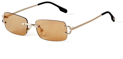 ADEWU Sonnenbrille Retro Vintage Brille Randlos UV Schutz Schmale Rechteckige Sonnenbrille Herren Damen Unisex