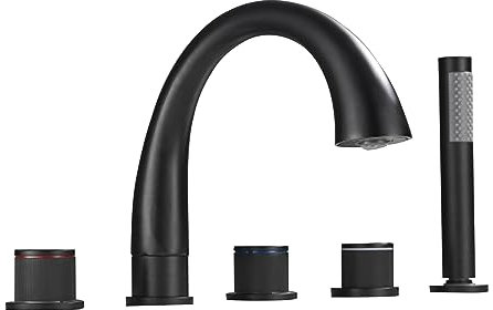 Badewannen-/Duschmischbatterie, Messing-Wannenarmatur mit Handbrause, Badewannenarmaturen mit Brausebatterie für Badezimmer, Schwarz vision