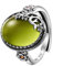 LEGENTLISUR Anillo Esmeralda Oliva Plata de Ley 925 Anillo para Mujer Anillo de Dedo de Piedra Preciosa Vintage Anillo Ajustable Plata Primera Ley Mujer Joyería para Mujeres(Verde Oliva)
