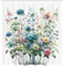 ABAKUHAUS Blumig Duschvorhang, Gartenstraußkomposition von träumerischen Pfingstblumen mit grünen Blättern, Stoffliches Gewebe Badezimmerdekorationsset mit Haken, 175 x 200 cm, Weiß Türkis Lachs