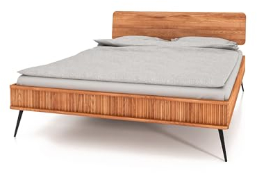 byoak Bett Kula - Massivholzbett, Bettrahmen - Bed Frame, holzbett zum Schlafzimmer, bettgestell mit kopfteil - ohne matratze, aus Massivholz - Kernbuche, Naturgeölt (100x210 cm)