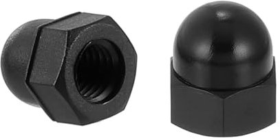 sourcing map Hutmuttern, M10 x 1,5, Nylon, Kuppelkopf, Hutmuttern für Bolzenabdeckung, 50 Stück, Schwarz