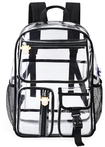 TINYAT Transparenter Damenrucksack, wasserdicht, Super-PVC, lässiger Rucksack, modischer Rucksack, Damen, Einkaufen, Dating, T9051, Schwarz/9063