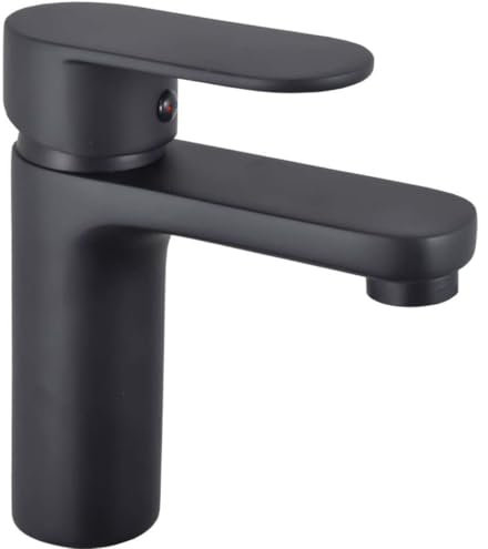 Soft Collection Emilia Bathroom Basin Mixer Tap, Premium Improved Quality with Hot & Cold Controls, Leak Resistant, 1 Hole Deck Mount Taps UK Standard, Ideal for Cloakroom & Washroom (Matte Black)