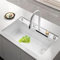 Fregadero de cocina blanco Fregadero de acero inoxidable Fregadero para el hogar Fregadero de cocina de una estación de trabajo con grifo extraíble y varios accesorios (Blanco,85 * 45 * 22CM)