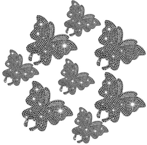 Yuqilin 8 adesivi decorativi a farfalla, decorazione per auto, adesivi, farfalle e strass, adesivi personalizzati per auto, tazze, computer (nero)