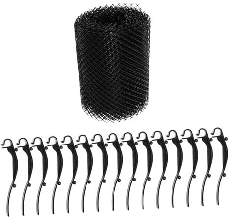 jojofuny Plastic Gutter Guard Mesh 16cm 6m Long Leaf Plastic Gutter Guard Covers Mesh Gutter Protector Easy Install Fastening Stakes