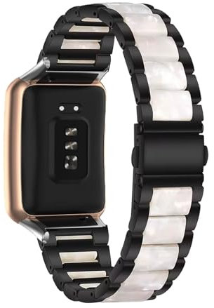 Bracelet en Acier Inoxydable en Résine pour OPPO Watch Free Bracelet de Montre avec Métal Fermoir Réglable Sangle de Rechange pour Femme Homme Compatible avec OPPO Watch Free (Acier inoxydable,5)