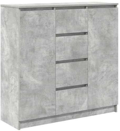vidaXL Modern Concrete Grey Sideboard/Cabinet with Drawers and Shelves - Engineered Wood Storage Unit 100.5x35x98.5 cm for Living Room/Dining Room