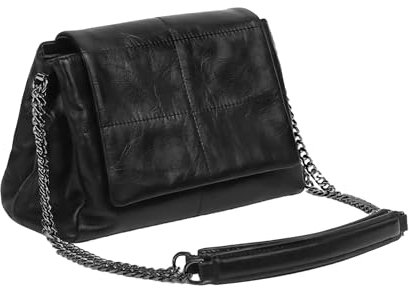 Mabecol Elegante PU Leder Handtasche, Große Shopper Tasche Damen mit Kettenhenkel, Schultertasche Damen mit Magnetverschluss & Reißverschlussfächern, Perfekt für Arbeit, Shopping & Alltag (Schwarz)