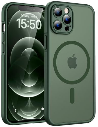 TOCOL für iPhone 12 Pro Max Hülle für Magsafe, Vollständiger Kameraschutz Stoßfest Kratzfest Transluzente Rückseite Magnetisch Handyhülle für iPhone 12 Pro Max Case, Alpengrün
