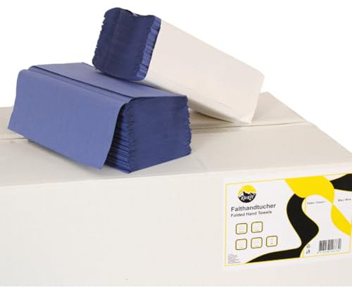 KURTT Papierhandtücher Premium, 2-lagig, ZZ-Falz, 22x23cm Tücher, Falthandtücher für Spender, recycelt und umweltfreundlich Perfekte Handtücher (Blau, 5000)