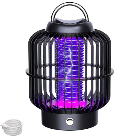 Lámpara antimosquitos, USB/solar, trampa para mosquitos LED, con protección contra mosquitos de 360°, matamoscas portátil, 1200 mA, eléctrica, para interior y exterior (negro-solar)