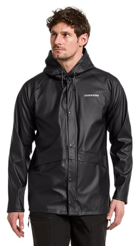Didriksons Men's Waterproof Rain Jacket Windproof Avon | 5000 mm Water Column, Welded Seams, Hooded, Adjustable Cuffs