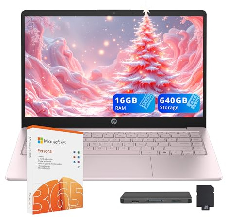 HP Stream 14 pollici HD Laptop, Intel Processor N150, 16GB RAM, 672GB Storage (128GB UFS+544GB Docking Station Set), Intel Graphics, Webcam, Wi-Fi 6, 1 anno Office 365, Copilot, Fast Charge, Win 11