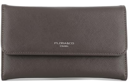 flora & co Portefeuille Femme Rabat Tout-en-Un - Porte-chéquier avec Porte-Cartes et Monnaie 3 en 1 - Compagnon Zippé 3 Volets Grande Capacité Fourre-Tout - Original Mode Tendance - Chocolat
