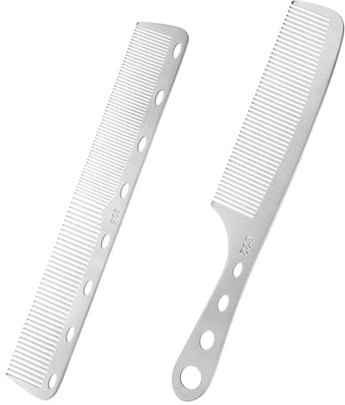 TIESOME 2 Stk Friseurkämme Metallkamm, Profi Kamm Friseur Haarkamm Metall Kamme Hair Comb Feiner Zahnkamm Feinzahnkamm Stielkamm Haar Styling Kamm SalonKamm Haarkämme für Männer und Frauen