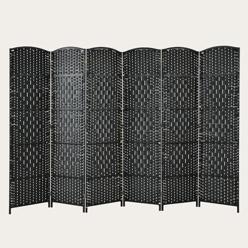 GIANTEX Paravent Raumteiler innen 6 Teilig 270,5 x 180 cm, Sichtschutzwand Klappbar mit mit Massivholzrahmen, Sichtschutz für Zuhause, Restaurant, Büro, Wohnzimmer, Balkon (Schwarz)