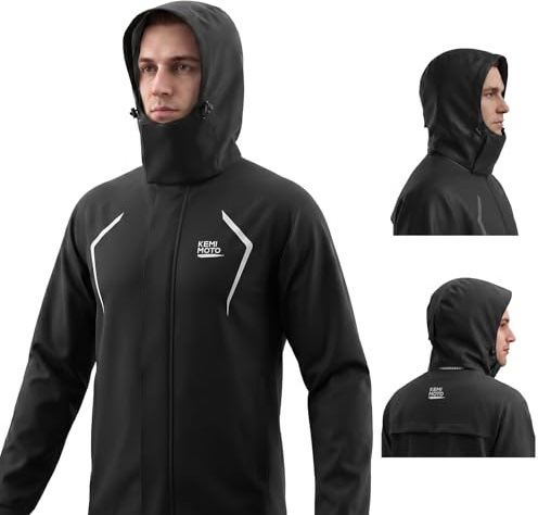 KEMIMOTO Veste de Cyclisme Homme, 10,000mm Imperméable Manteau de Pluie avec Légère et Respirante, Veste Coupe-Vent avec Détails Réfléchissants pour Cyclisme, Randonnée et Voyage