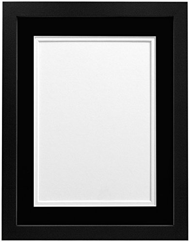 FRAMES BY POST H7 Black Picture Photo Frame With Black and White Double Mount 16x12 for Image 12x8 Inch