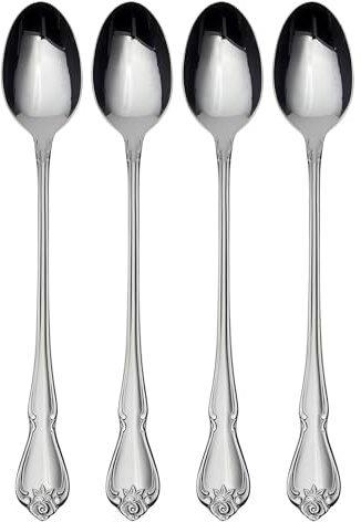 Oneida True Rose Iced Tea Spoons, Set of 4,Silver