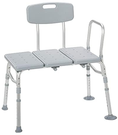 Drive Medical Tub Transfer Bench for Bathtub - Safer, Independent Bathing Aid - Height Adjustable Bench - Sturdy Aluminum Construction - Comfortable Backrest Support - 350 Lb Capacity
