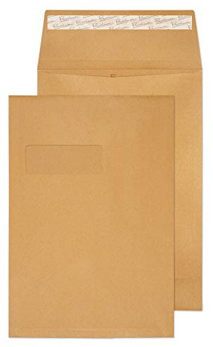 Blake Avant Garde C4 324 x 229 x 25 mm 140 gsm Heavyweight Extra Strong Peel & Seal Gusset Window Pocket Envelopes (AG0054) Cream Manilla - Pack of 100