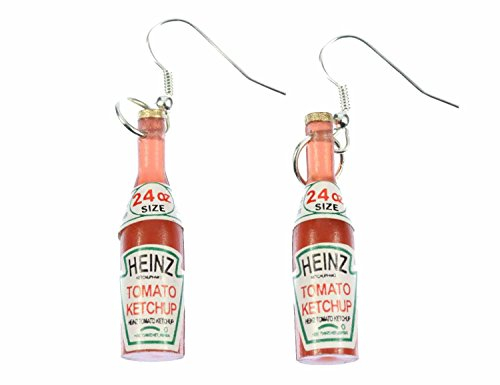 Miniblings Ketchup Fast Food Ohrringe - Handmade Modeschmuck I Flasche Soße rot - Ohrhänger Ohrschmuck versilbert