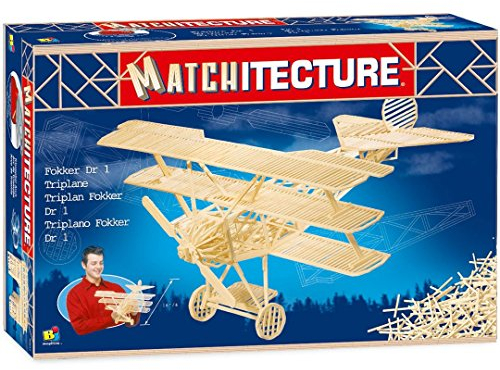 Streichholz-Puzzle 3D - Matchitecture : Fokker DR1 Dreidecker-Flugzeug