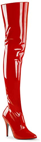 Pleaser Damen Seduce-3010 Oberschenkelhohe Stiefel, Rot (rotes Leder), 47 EU