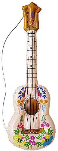 W WIDMANN MILANO Party Fashion 0512H - Aufblasbare Flower-Power Gitarre, Länge circa 105 cm, Instrument, Luftgitarre, Mottoparty, Karneval