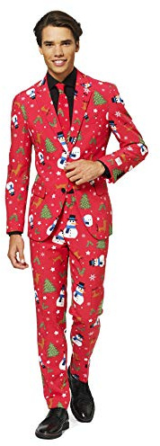 OppoSuits Weihnachtsanzüge für Herren – Besteht aus Sakko, Hose und Krawatte, Christmaster, 60 EU